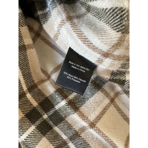 Jenni Kayne Womens Plaid Wool Blend Flannel Shirt Long Sleeve Top Size L Brown - Picture 8 of 11